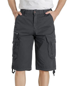 Short cargo d'entraînement respirant 100% coton pour homme, taille moyenne élastiquée, poches latérales, logo personnalisé, marque anti-rides - Product Image 1