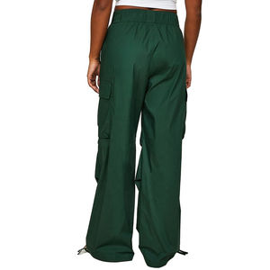 New <b>High</b> <b>Waist</b> Wide Leg Loose Baggy <b>Cargo</b> Pants 4 Pockets 100% Cotton Drawstring Trouser Custom Women Pants <b>Cargo</b> - Product Image 4