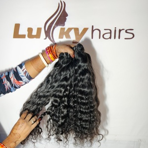 100% Vierge Cuticule Alignée Double Trame Temple Indien Extensions de Cheveux Humains En Gros Brut Lâche Vague Profonde Machine Bundles - Product Image 1