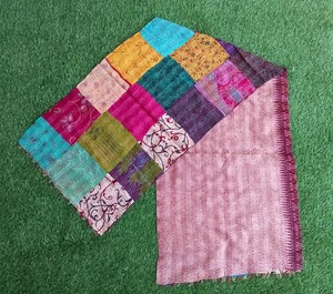 multi colorful sarongs <b>indian</b> handmade silk <b>scarves</b> reversible stole vintage kantha muffler assorted Patchwork stole - Product Image 4
