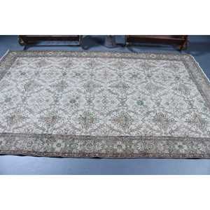 Tapis turc vintage, tapis de 6x9,6 pieds, tapis en laine Ikat vert - Product Image 3