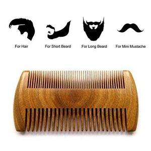 Peine de barba de madera de doble cara para hombre, tamaño de bolsillo, antiestático, para barba y bigote, herramienta de aseo de madera natural - Product Image 6