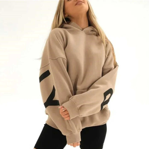 Sudaderas de mujer de gran tamaño con estampado de precio barato, sudaderas holgadas con diseño gráfico personalizado y hombros caídos - Product Image 2