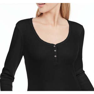 Maglietta Henley casual con bordo smerlato Ultra Flirt per ragazzi, nera, taglia piccola - Product Image 2