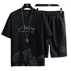 2025 conjunto de verano Premium para hombre, pantalones cortos de algodón 100% transpirables personalizados, 3D elegante nueva camiseta con estampado, pantalones cortos transpirables personalizables - Product Image 1