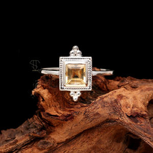 แหวนอัญมณีซิทรีนธรรมชาติทำจากเงินแท้สีเงิน925 - Product Image 4