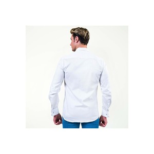 Chemise classique simple pour homme à double boutonnage français en blanc uni - Product Image 4