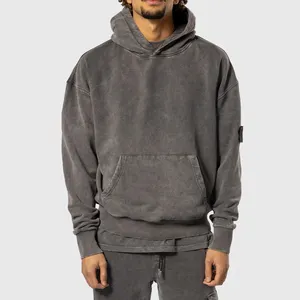 500 GSM Acid Stone Washed Drop Shoulder Organic100 % Cotton Mens Hoodies Transpirable Boxy Hoodie Top