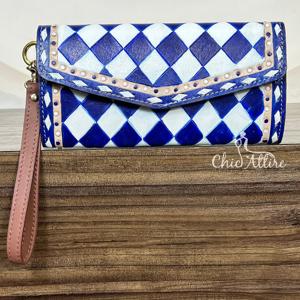 Cartera de Mujer de Cuero a Cuadros Hecha a Mano, de Moda, Venta Caliente 2026, Cartera de Cuero Genuino de Lujo Popular con Correa de Muñeca Desmontable - Product Image 1