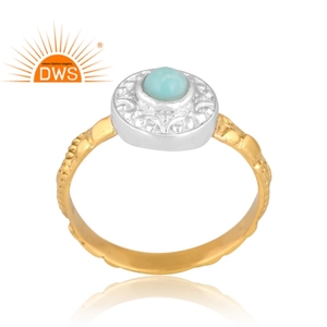 แหวนพลอยสีเทอร์ควอยส์แบบอะริโซนาธรรมชาติชุบทอง18K สำหรับผู้หญิงเครื่องประดับตามสั่งสำหรับเป็นของขวัญสำหรับผู้หญิง - Product Image 1