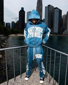 Ensembles deux pièces brodés personnalisés pour hommes Nouveau design Survêtements en coton épais Ensemble de survêtements avec appliques respirantes et patchées - Product Image 4