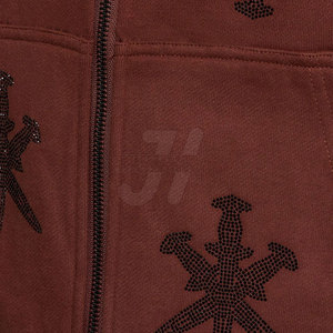 Sweats à capuche à motif solide en coton et polyester de haute qualité pour hommes avec strass Service OEM personnalisé pour l'hiver - Product Image 6