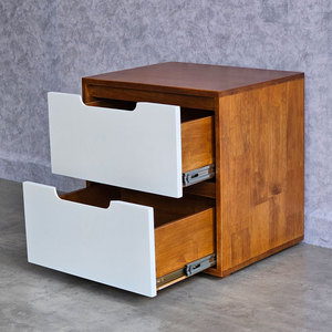 Solid Wood TDG68022 Bedside <b>Table</b> with 2 Drawers 50x40x50cm Modern Minimalist Design for Apartment Bedroom Furniture - Product Image 5