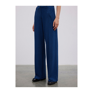 Pantalones de Pierna Ancha de Cintura Alta con Estampado de Pata de Gallo para Mujer, Pantalones de Moda Color Gris Saxofón con Cinturón Arqueado - Product Image 3