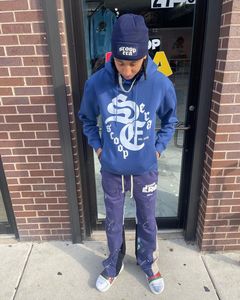 Pull-over à capuche et pantalon de survêtement évasé à impression numérique unisexe 100% coton Survêtement d'hiver écologique pour hommes - Product Image 6