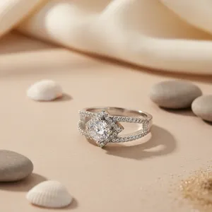 ART PALACE Bague de luxe en argent sterling 925 pour femme avec zircon cubique serti à griffes, bijou cadeau - Product Image 2