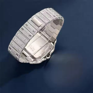 Montre de luxe pour homme en quartz avec diamant moissanite, boîtier carré de précision en acier inoxydable de 5 mm - Product Image 3