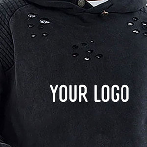 100% algodón 400 GSM peso pesado desgastado ácido lavado en blanco hombres Sudadera con capucha pulóver hombro caído Vintage invierno sudaderas con capucha Unisex - Product Image 4