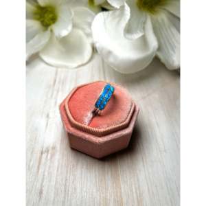 Navajo Handmade Opal & Sterling <b>Silver</b> <b>Ring</b> Marquise-Shaped Gemstone Vermeil Rhodium Gold Plating Everyday Wear Statement Style - Product Image 2