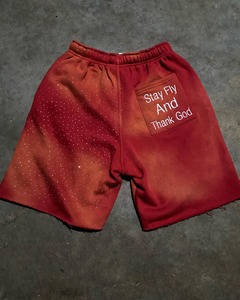 Pantalones cortos para hombre Fabricantes Ropa 100% Algodón Lavado corto Bordado Lavado ácido Desgastado Cordón Pantalones cortos para hombre - Product Image 3