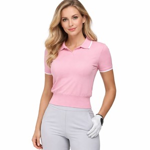 Polo personnalisé pour femme à séchage rapide, respirant, en nylon et élasthanne, coupe ajustée, manches courtes, pour le golf et le sport, vente en gros OEM - Product Image 1