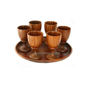 Juego de 6 Copas de Vino Hechas a Mano con Bandeja Redonda a Juego, Ideal para Bar en Casa, Fiestas y Servicio Elegante en la Mesa a los Mejores Precios - Product Image 4