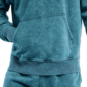 Sweat-shirts à capuche en molleton 400 GSM vert marine pour hommes et femmes, imprimés en 3D, lavés à l'acide, fabriqués en gros, en vente à prix réduits - Product Image 4