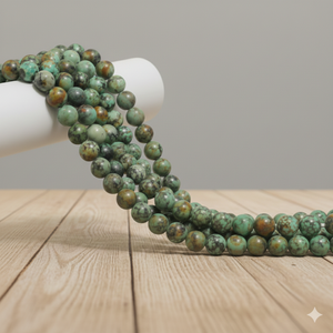 Cuentas Sueltas al por Mayor Beadsnfashion, Piedra Facetada de 8mm, Turquesa Africana Natural, Hilo de Piedras Preciosas para Collar y Pulsera - Product Image 1