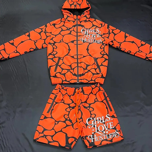 Conjunto corto de verano Estilo único Sublimación Cortavientos personalizado Tejido Hip Hop Liso teñido Primavera Verano Conjuntos transpirables de alta calidad - Product Image 3