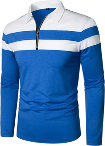 Camisa de Golf Clásica para Hombre, de Manga Larga, en Color Gris Jaspeado, Tejido de Punto, Poliéster/Algodón, de Alta Calidad, con Cierre y Diseño Liso para Bordar - Product Image 2