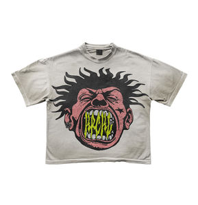 Haute qualité col rond surdimensionné uni coton sérigraphie Vintage graphique 2024 recadrée Boxy t-shirt hommes conception chemise - Product Image 6