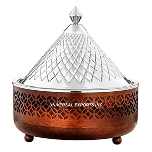 Madre de perla Diseñador Hotpot Tamaño personalizado Hecho a mano Cazuela de lujo Última nueva colección Calentador de alimentos de madera elegante - Product Image 3