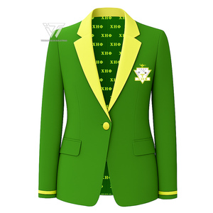 Greek Chi Eta Phi Sorority Ready To Ship Organic Cotton Custom Lined Formal Double Trim Blazer Jacket - Product Image 1