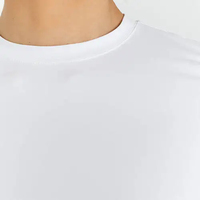 Camiseta Corta Blanca de Cuello Redondo para Mujer, Ajustada, de Color Sólido, Camisetas de Verano Informales de Algodón