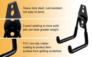 Lot de 6 crochets de rangement <span class=keywords><strong>mural</strong></span> Crochets de <span class=keywords><strong>garage</strong></span> en acier robuste Crochet de rangement pour <span class=keywords><strong>garage</strong></span> utilitaire Montage <span class=keywords><strong>mural</strong></span> Double cintres pour outils - Product Image 4