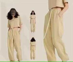 Vente en gros Streetwear 350GSM Custom Made Logo And Design 100% coton Pantalon de survêtement vintage à jambe épaisse et large délavé à l'acide pour unisexe 2025 - Product Image 5