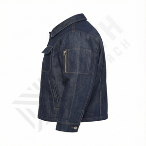 Veste de travail en denim utilitaire pour homme, poids lourd, plusieurs poches, boutonnée, durable, vêtement d'extérieur, usage quotidien, usage extérieur, tendance - Product Image 3