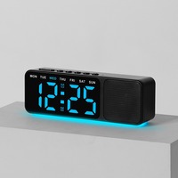 Huayang 9025 Speaker LED Wekker Dubbele Alarmfunctie RGB Sfeerverlichting Tijd Datum Weekweergave