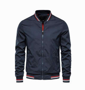 Chaqueta Bomber de Color Sólido para Hombre, Corte Ajustado, Estilo Casual de Béisbol, Moda Otoñal de Alta Calidad con Logotipo Frontal - Product Image 1