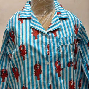 Ensemble de nuit en coton imprimé pour femme, chemise à manches longues et pantalon, fabrication sur mesure, prix de gros - Product Image 1