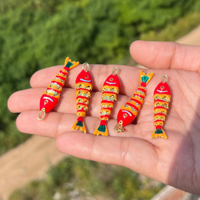 Breloques de poisson en émail plaqué or très vendues, breloques de poisson articulées à pavé pivotant pour la fabrication d'accessoires