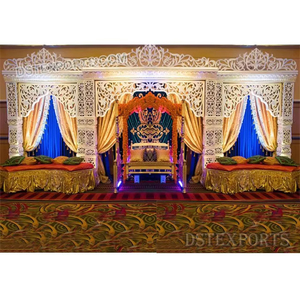 Punjabi Wedding Stage Decors Canada Wedding Golden Paisley <b>Props</b> Stage Set Fiber Pillars New Style Wedding Stage - Product Image 3