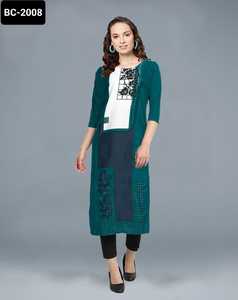 อินเดียแบบดั้งเดิมสวมใส่พร้อมที่จะสวมใส่เสื้อเครพเคอร์ทิสพิมพ์ดิจิตอลแบบลำลองและสวมใส่ทุกวันคอลเลกชัน Kurtis ง่าย - Product Image 5