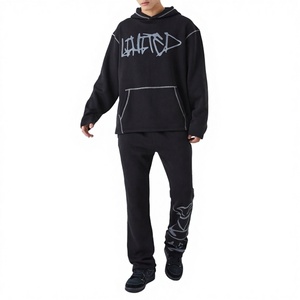 Conjunto Deportivo de Invierno para Hombre, con Capucha, Estilo Vintage, Impresión Personalizada, 100% Algodón Ecológico, Transpirable, Servicio OEM al por Mayor - Product Image 1