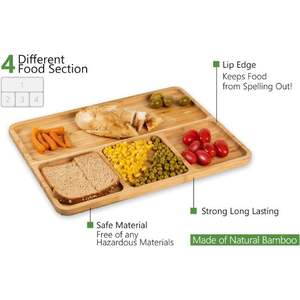 Vietnam Wholesales Spun Bamboo Serving <b>Tray</b> 2 Packs 4 Sections with Rectangle Shaped Tableware Restaurant to Store <b>Food</b> - Product Image 3