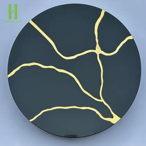 ถาดเคลือบเงาแบบ OEM ขายดี ถาดเสิร์ฟลายเพ้นท์มือ ถาดขอบหยัก ของตกแต่งกลางโต๊ะ ทำด้วยมือ - Product Image 1