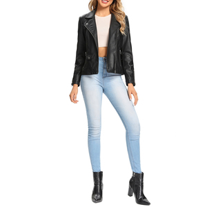 แจ็กเก็ตแฟชั่นหนังแท้สำหรับผู้หญิงแจ็กเก็ตมีปกแฟชั่นหนังเทียมดีไซน์ใหม่ - Product Image 6