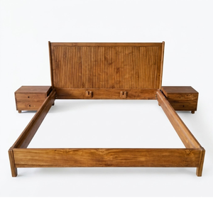 Lit de rangement moderne à hauteur réglable - 3 tailles 180x200cm en bois de teck massif, durable et économique - Product Image 2