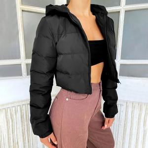 Veste doudoune à capuche tendance en gros femmes élégantes veste d'hiver imperméable OEM fabricant de veste à glissière - Product Image 4