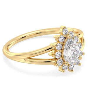 Anillo de Compromiso con Halo de Moissanita de Corte Pera de 0.88 Quilates, Oro Sólido de 14K/18K, Fabricante REYES, Regalo de Boda para Mujer, Joyería Fina - Product Image 2